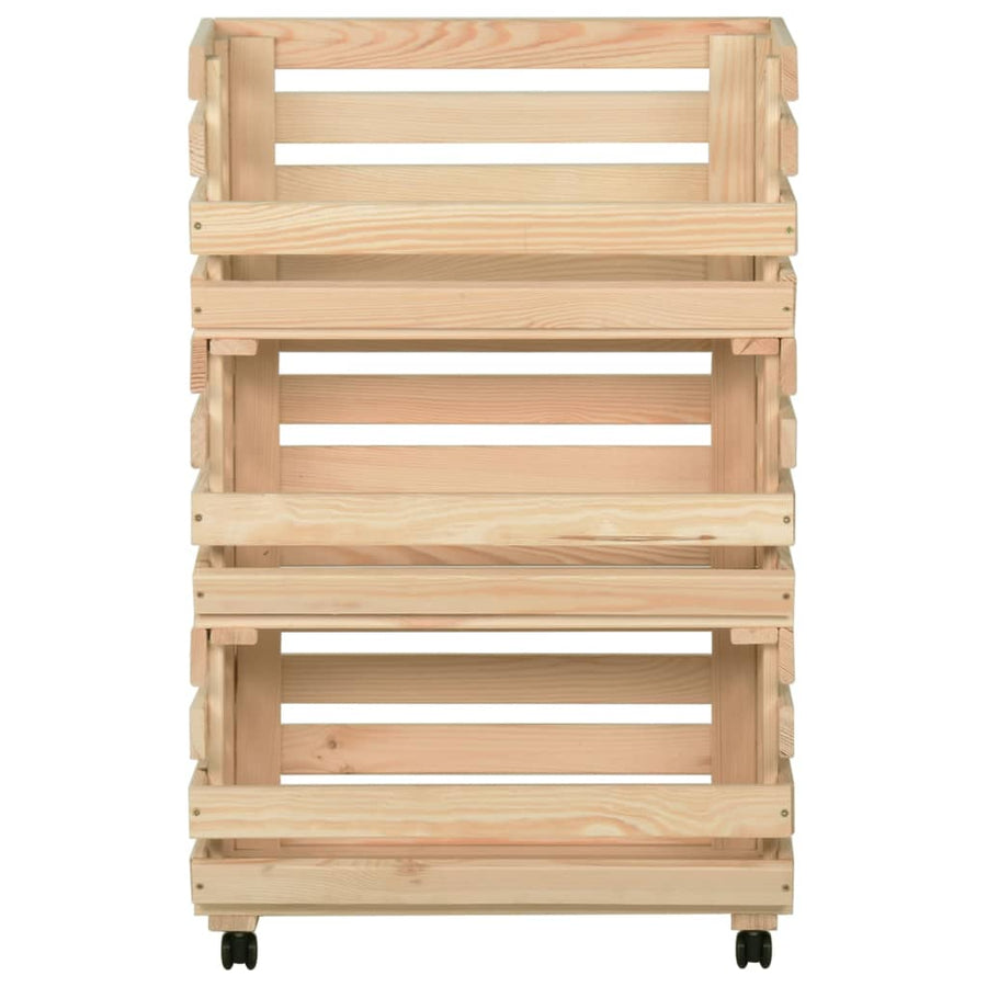 Groentetrolley Massief Grenenhout 37 x 30 x 80 cm