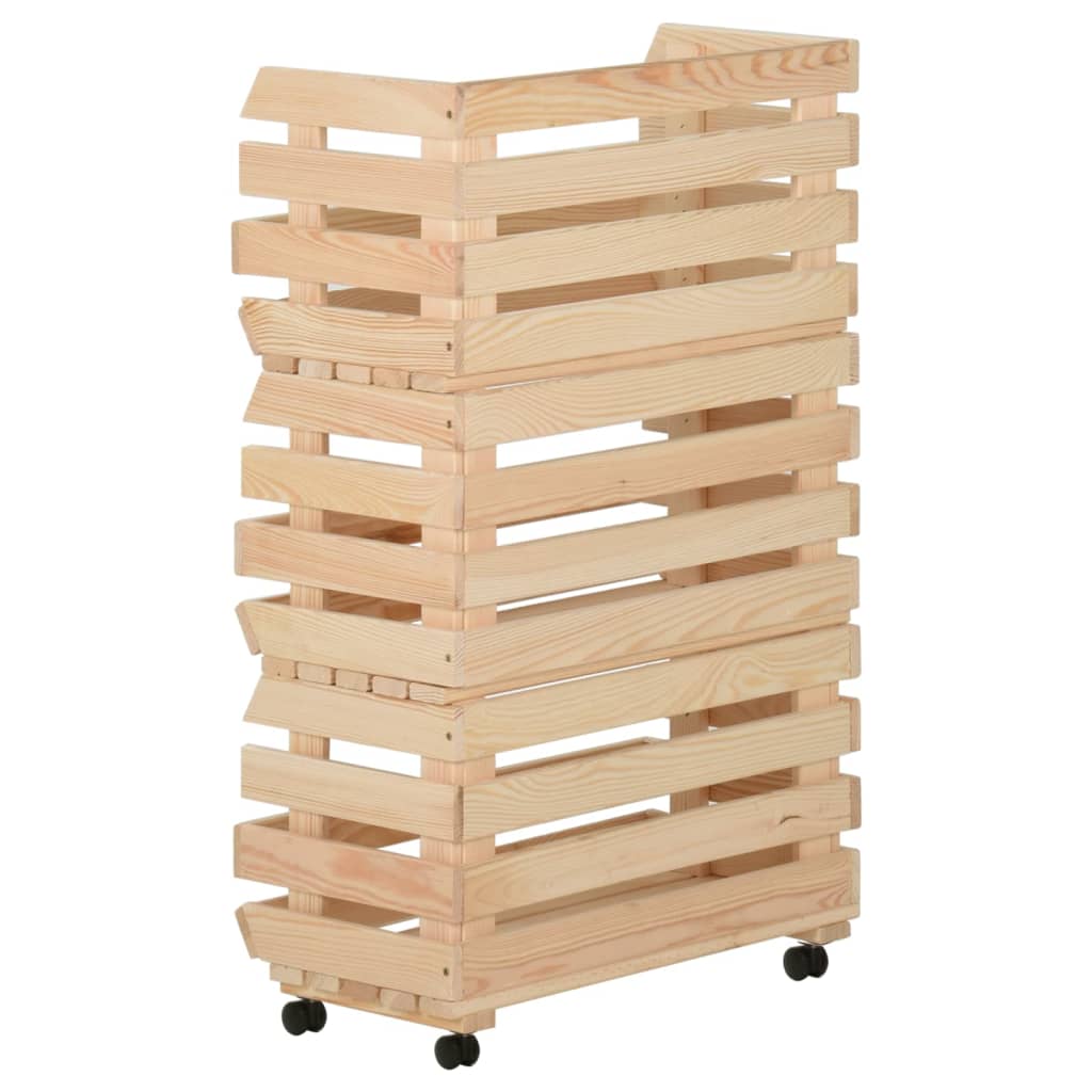 Groentetrolley Massief Grenenhout 37 x 30 x 80 cm
