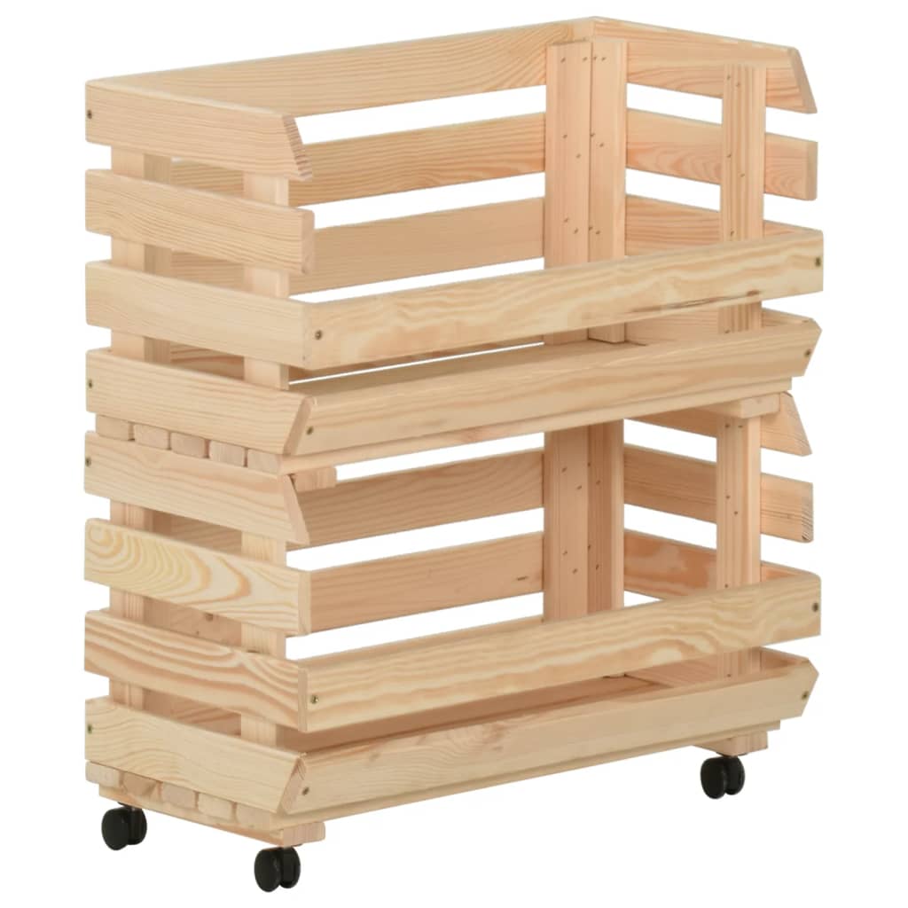 Groentetrolley Massief Grenenhout 37 x 30 x 80 cm
