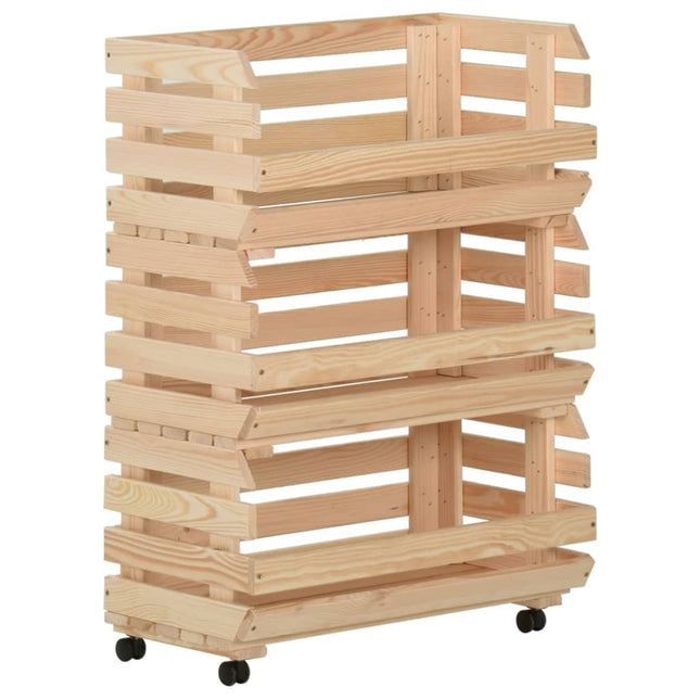 Groentetrolley Massief Grenenhout 57 x 30 x 80 cm