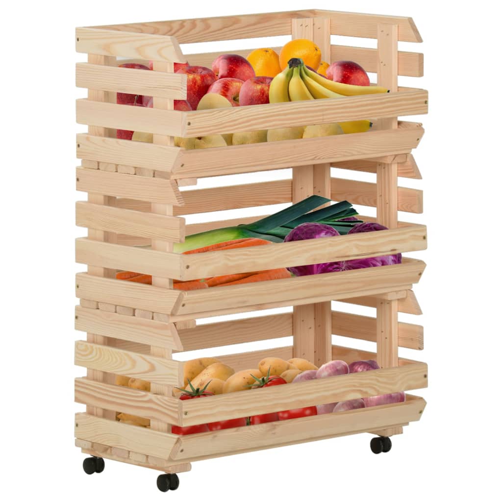 Groentetrolley Massief Grenenhout 57 x 30 x 80 cm
