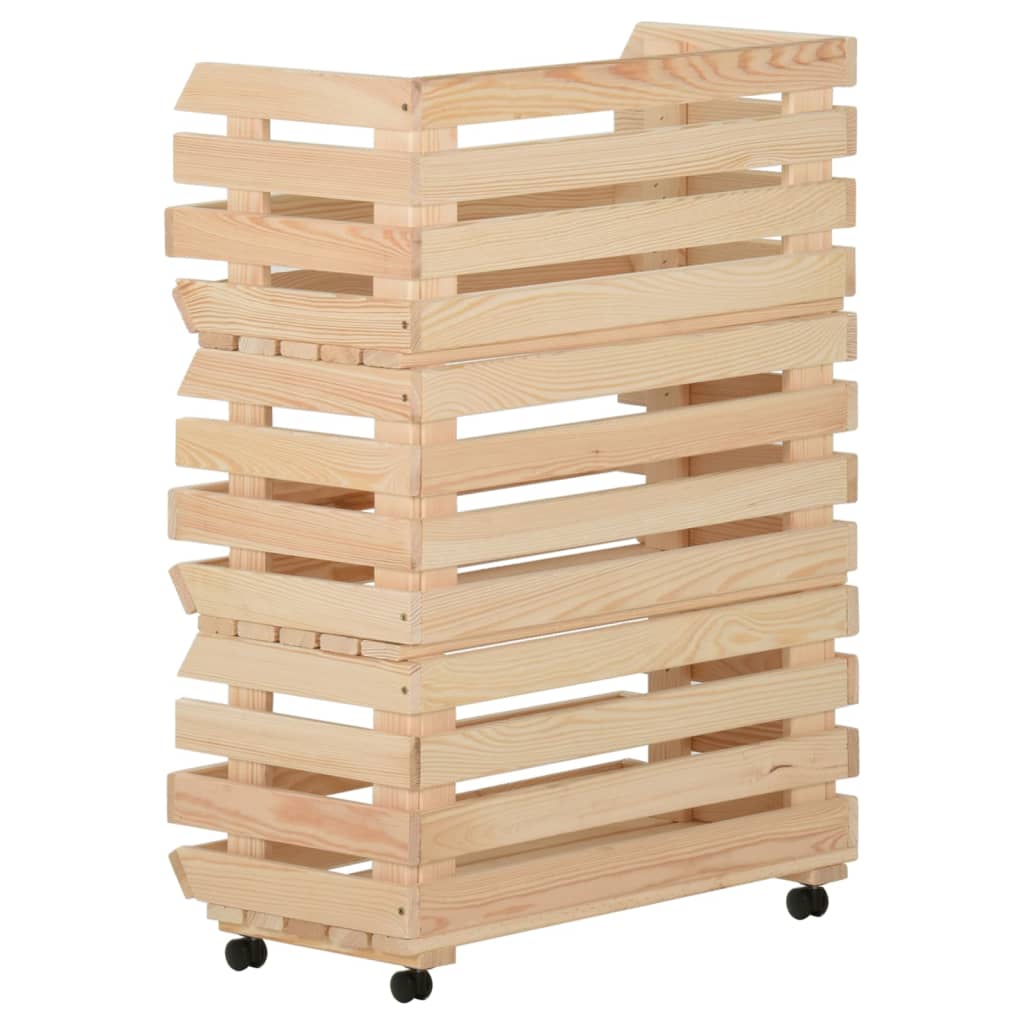 Groentetrolley Massief Grenenhout 57 x 30 x 80 cm