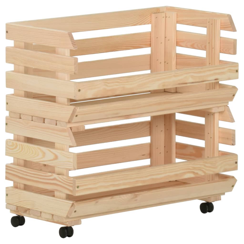 Groentetrolley Massief Grenenhout 57 x 30 x 80 cm