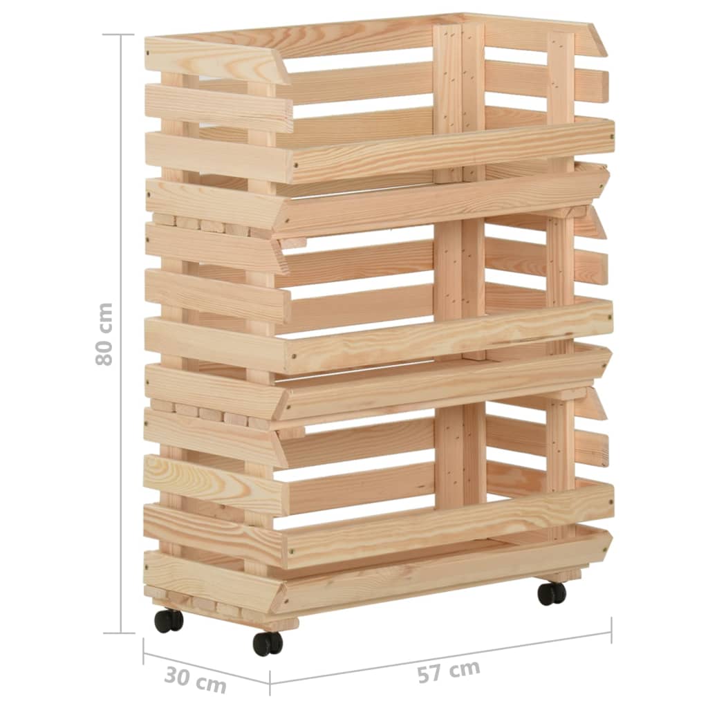 Groentetrolley Massief Grenenhout 57 x 30 x 80 cm