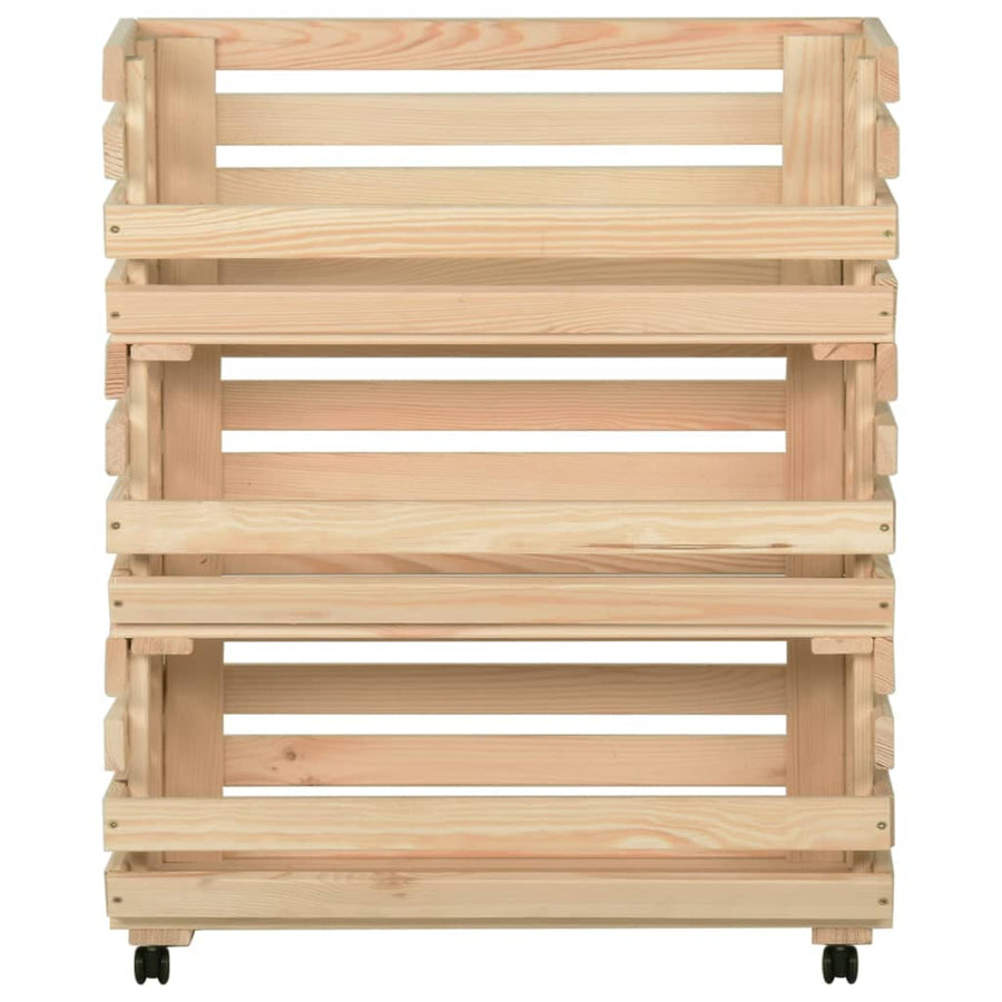 Groentetrolley Massief Grenenhout 77 x 30 x 80 cm