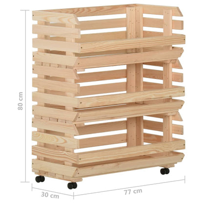 Groentetrolley Massief Grenenhout 77 x 30 x 80 cm