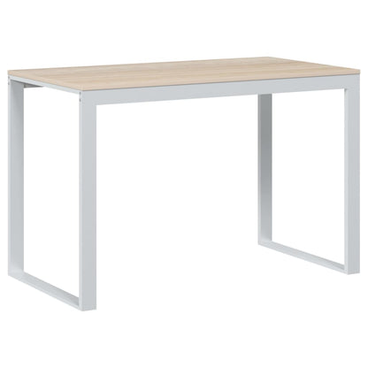 Computerbureau 110x60x73 cm spaanplaat wit en eikenkleurig
