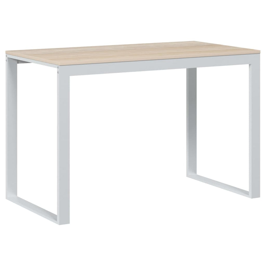 Computerbureau 110x60x73 cm spaanplaat wit en eikenkleurig