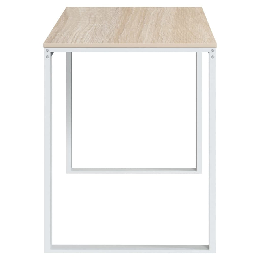Computerbureau 110x60x73 cm spaanplaat wit en eikenkleurig