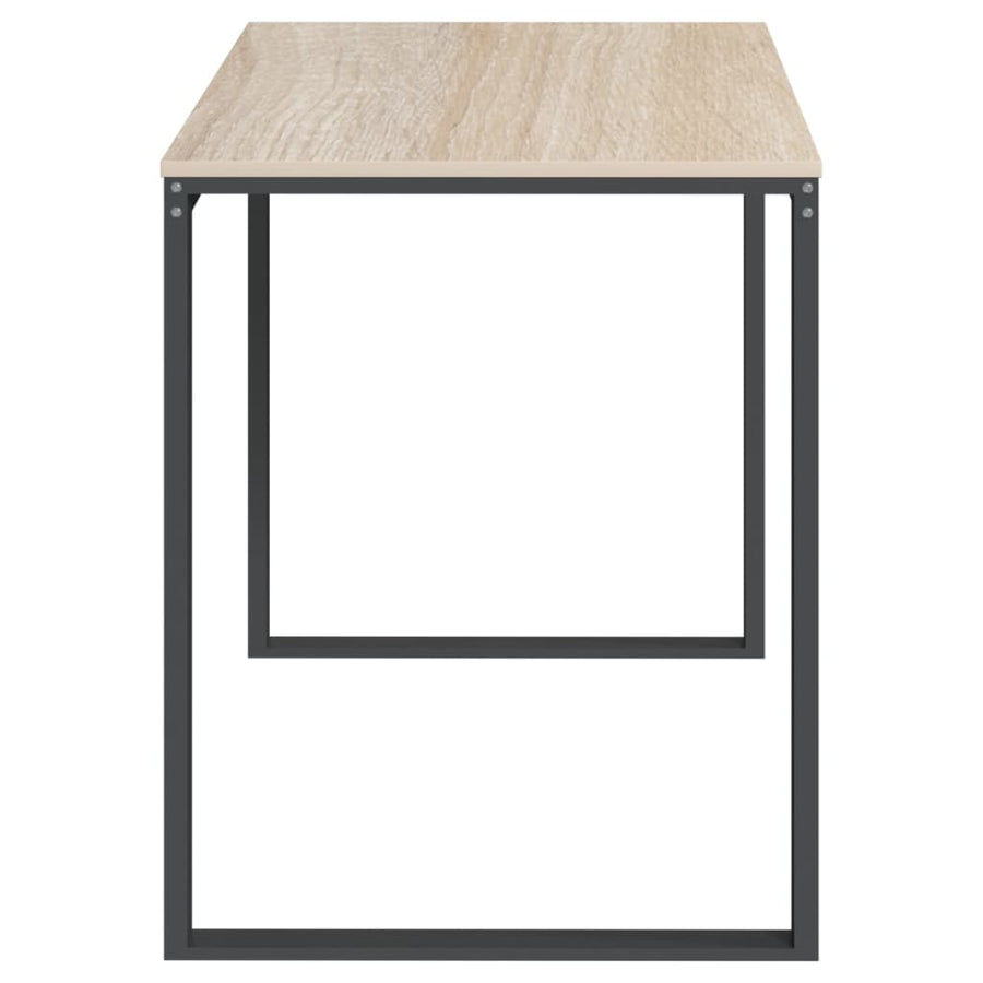 Computerbureau 110x60x73 cm spaanplaat zwart en eikenkleurig