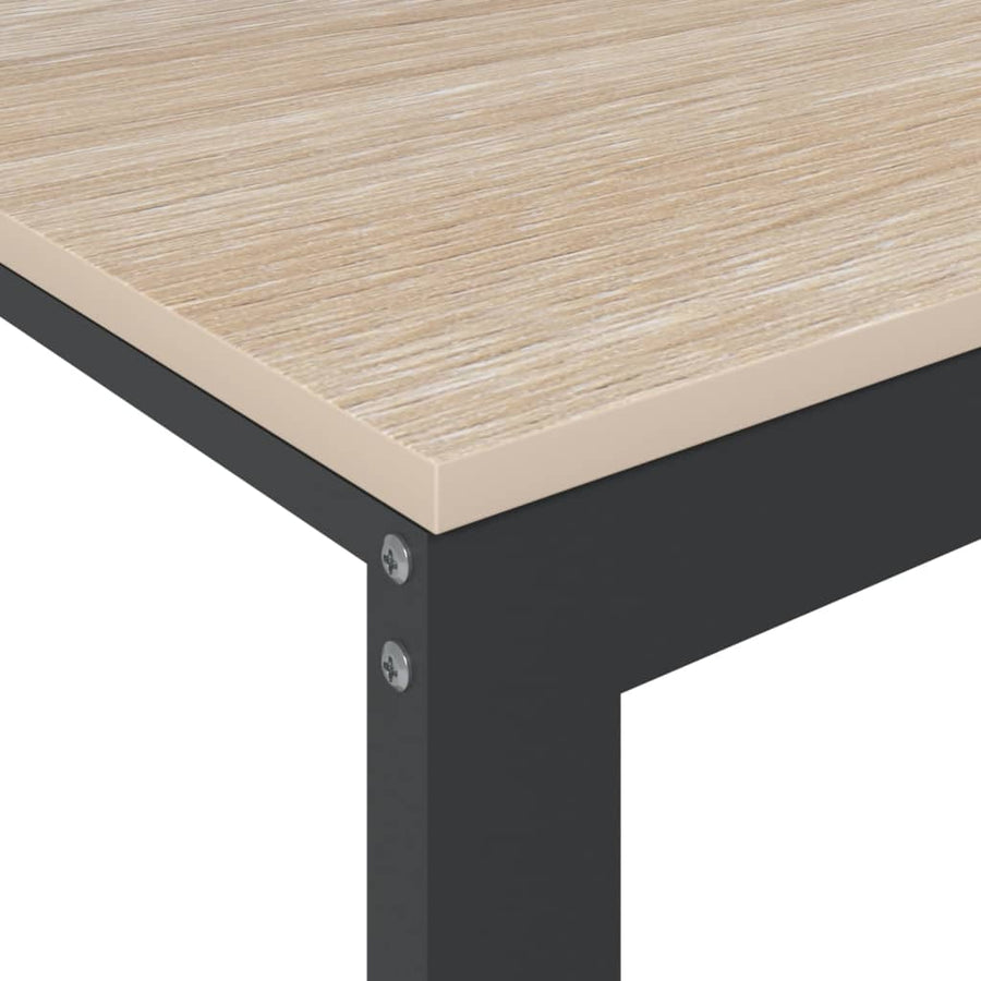 Computerbureau 110x60x73 cm spaanplaat zwart en eikenkleurig