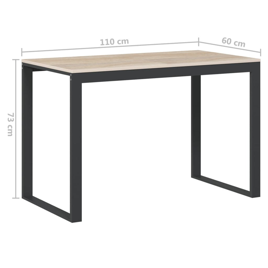 Computerbureau 110x60x73 cm spaanplaat zwart en eikenkleurig