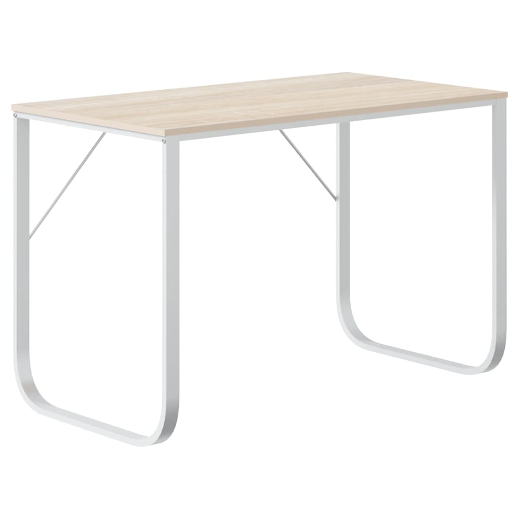 Computerbureau 110x60x73 cm spaanplaat wit en eikenkleurig