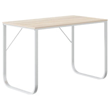 Computerbureau 110x60x73 cm spaanplaat wit en eikenkleurig