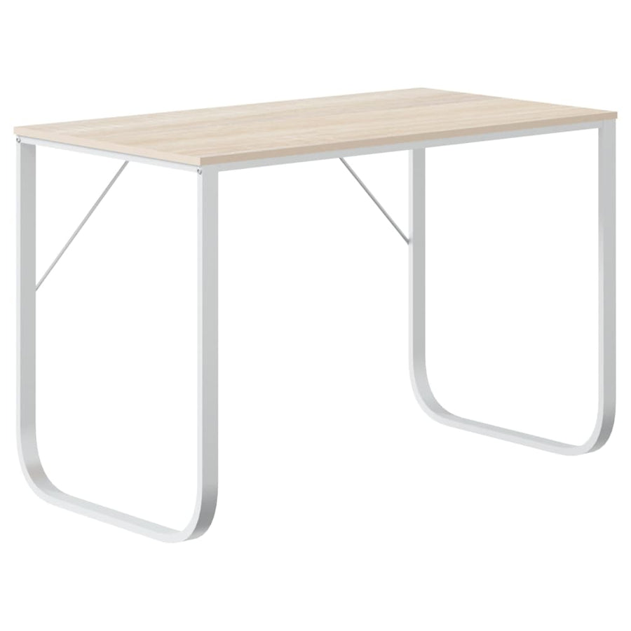 Computerbureau 110x60x73 cm spaanplaat wit en eikenkleurig