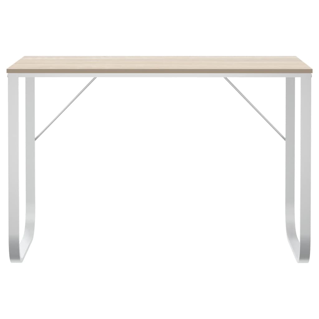 Computerbureau 110x60x73 cm spaanplaat wit en eikenkleurig