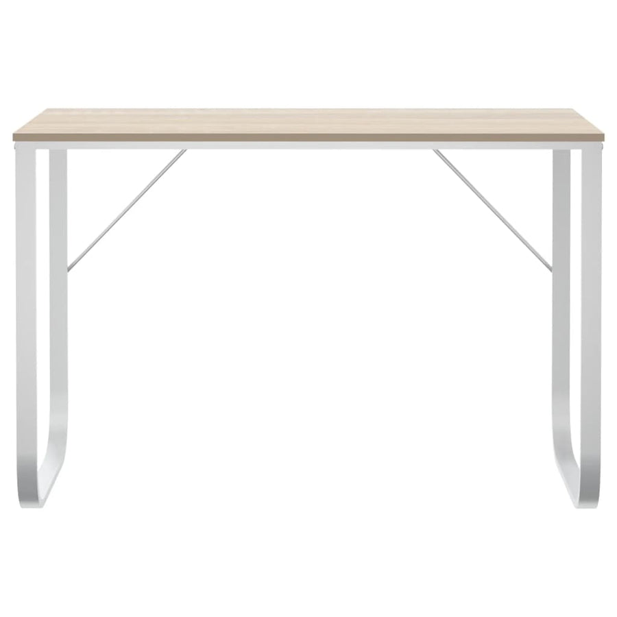 Computerbureau 110x60x73 cm spaanplaat wit en eikenkleurig