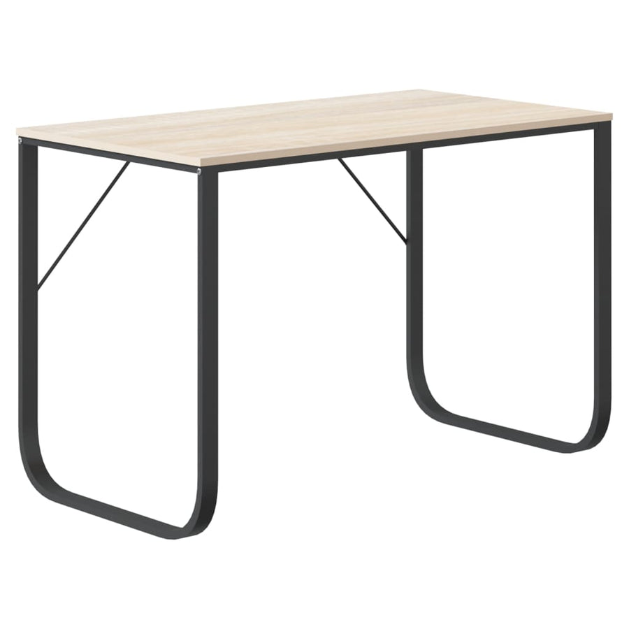 Computerbureau 110X60X73 Cm Spaanplaat Kleurig Zwart en eiken