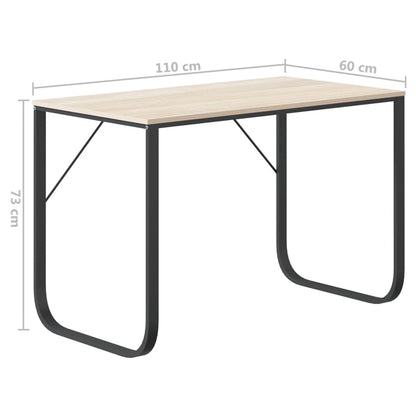 Computerbureau 110X60X73 Cm Spaanplaat Kleurig Zwart en eiken