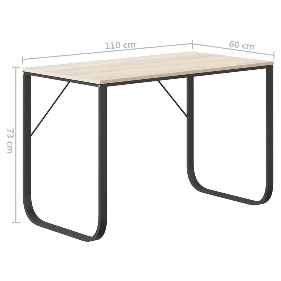 Computerbureau 110X60X73 Cm Spaanplaat Kleurig Zwart en eiken