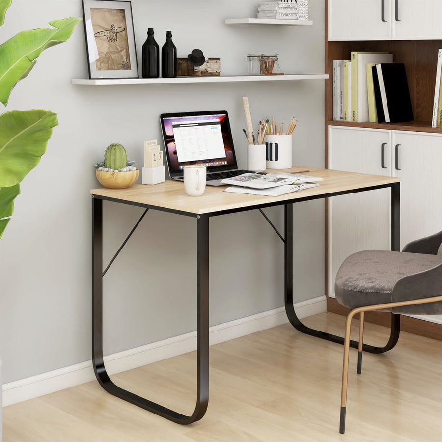 Computerbureau 110X60X73 Cm Spaanplaat Kleurig Zwart en eiken