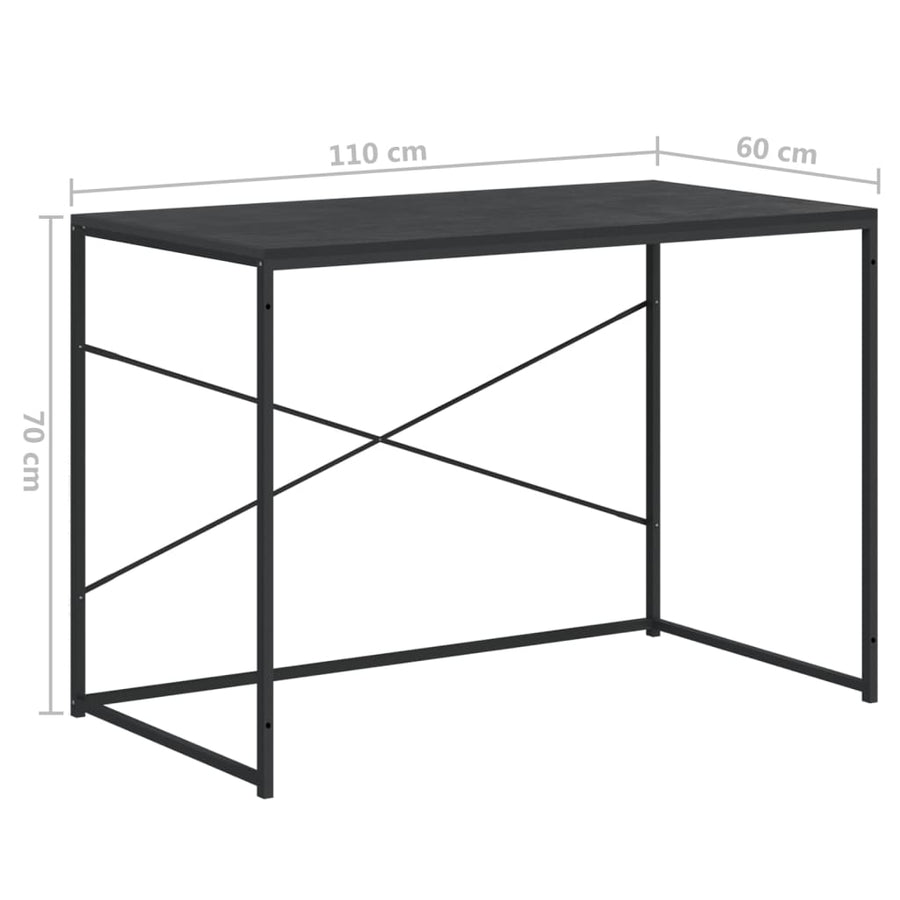 Computerbureau 110x60x70 cm bewerkt hout zwart