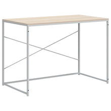Computerbureau 110x60x70 cm bewerkt hout wit en eikenkleurig