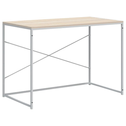 Computerbureau 110x60x70 cm bewerkt hout wit en eikenkleurig