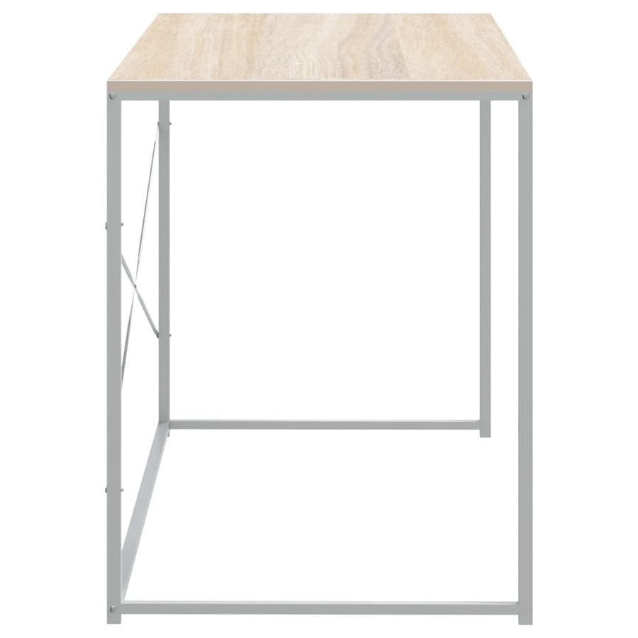 Computerbureau 110x60x70 cm bewerkt hout wit en eikenkleurig