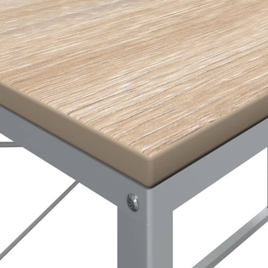 Computerbureau 110x60x70 cm bewerkt hout wit en eikenkleurig