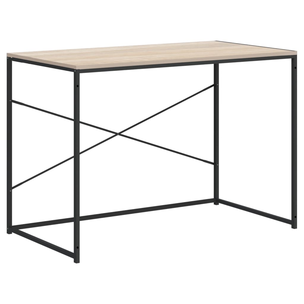 Computerbureau 110x60x70 cm bewerkt hout zwart en eikenkleurig