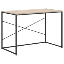 Computerbureau 110x60x70 cm bewerkt hout zwart en eikenkleurig