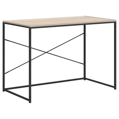 Computerbureau 110x60x70 cm bewerkt hout zwart en eikenkleurig