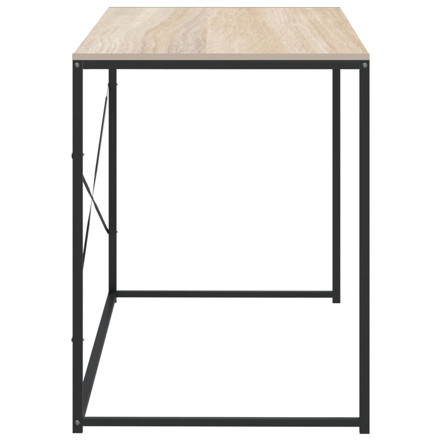 Computerbureau 110x60x70 cm bewerkt hout zwart en eikenkleurig