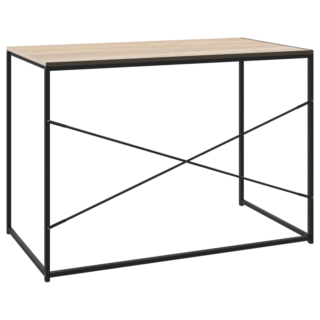 Computerbureau 110x60x70 cm bewerkt hout zwart en eikenkleurig