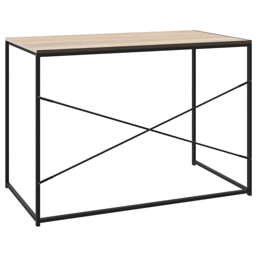 Computerbureau 110x60x70 cm bewerkt hout zwart en eikenkleurig