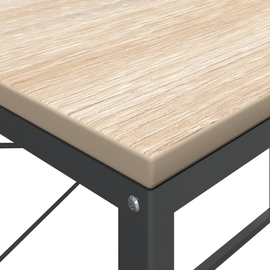 Computerbureau 110x60x70 cm bewerkt hout zwart en eikenkleurig