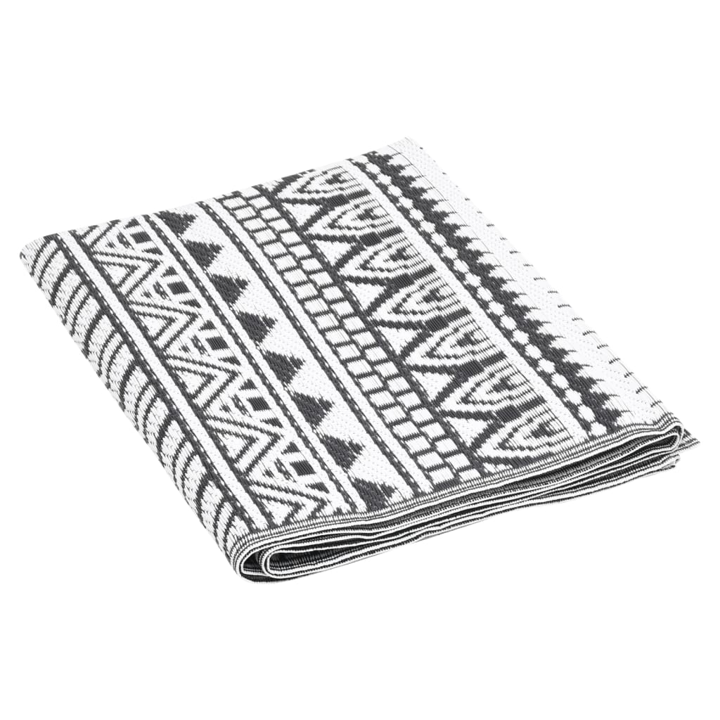 Buitenkleed 80X250 Cm Polypropeen Zwart 80 x 250 cm Zwart en wit