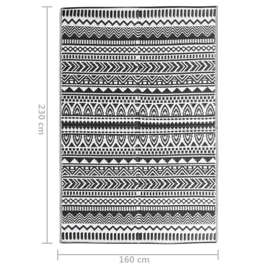 Buitenkleed Polypropeen 160 x 230 cm Zwart en wit