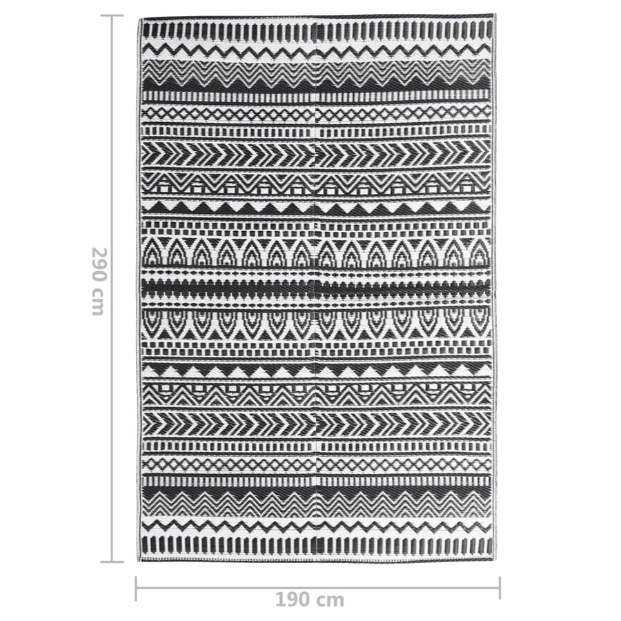 Buitenkleed Polypropeen 190 x 290 cm Zwart en wit