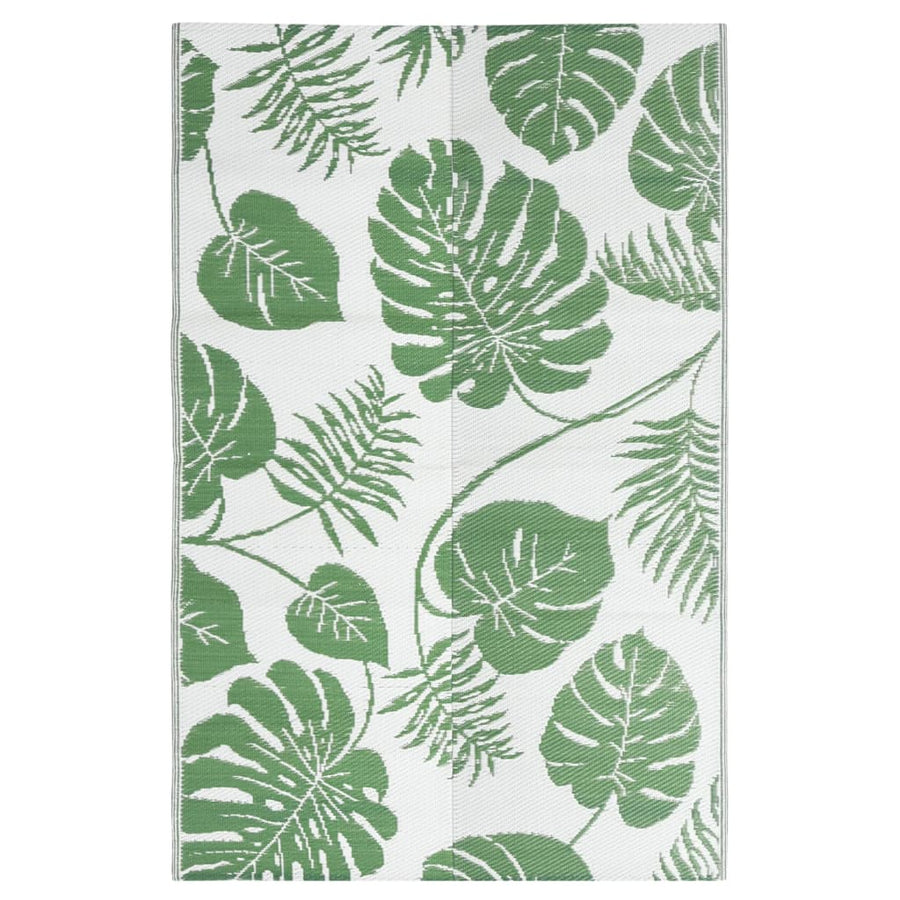 Buitenkleed Polypropeen Groen 120 x 180 cm green leaf pattern