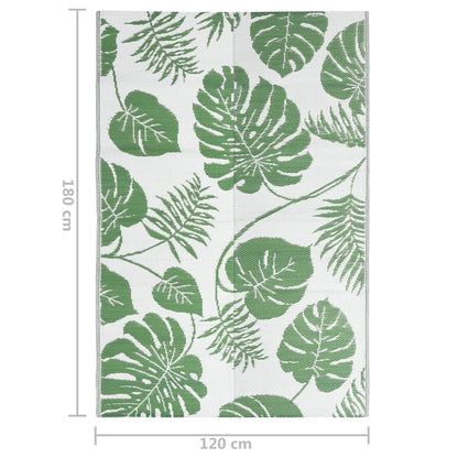Buitenkleed Polypropeen Groen 120 x 180 cm green leaf pattern