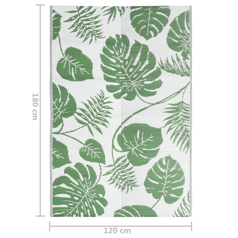 Buitenkleed Polypropeen Groen 120 x 180 cm green leaf pattern