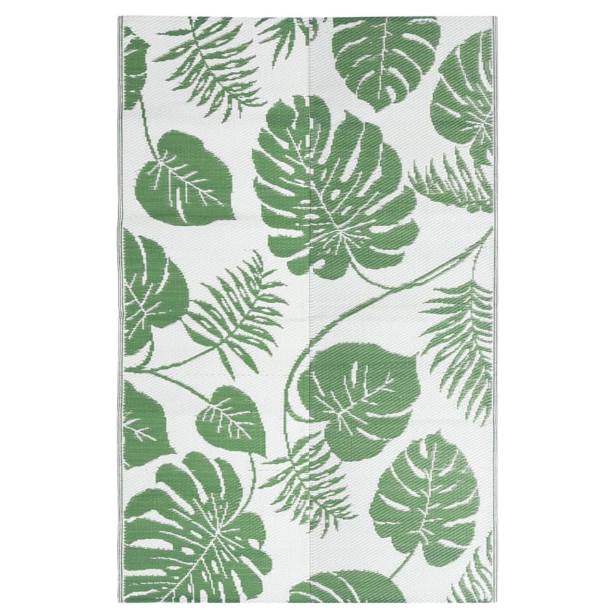Buitenkleed Polypropeen Groen 160 x 230 cm green leaf pattern