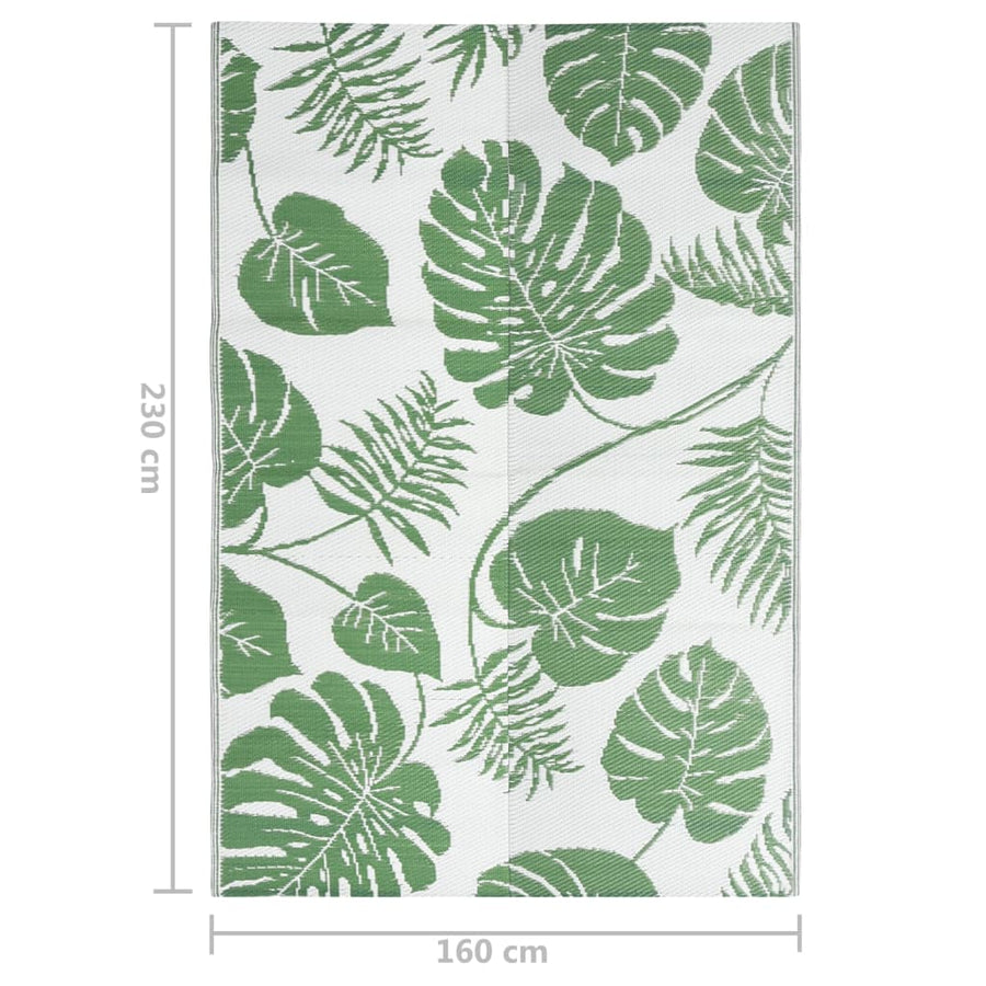 Buitenkleed Polypropeen Groen 160 x 230 cm green leaf pattern