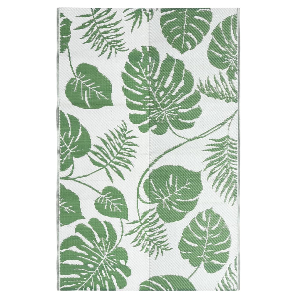 Buitenkleed Polypropeen Groen 190 x 290 cm green leaf pattern