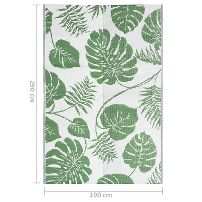 Buitenkleed Polypropeen Groen 190 x 290 cm green leaf pattern