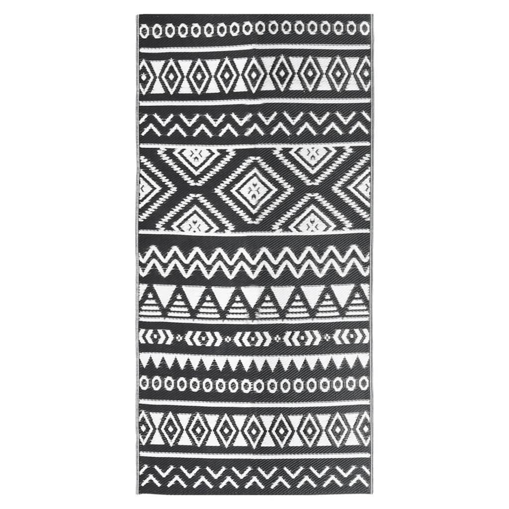 Buitenkleed 80X150 Cm Polypropeen Zwart 80 x 150 cm black pattern