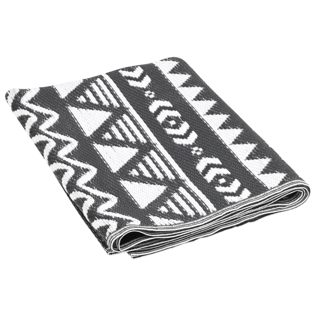 Buitenkleed 80X150 Cm Polypropeen Zwart 80 x 150 cm black pattern