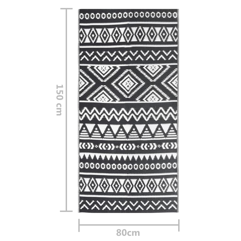 Buitenkleed 80X150 Cm Polypropeen Zwart 80 x 150 cm black pattern